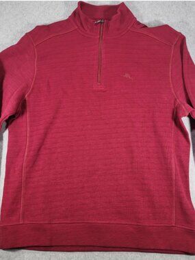 Tommy Bahama Men's 1/4 Zip Sweater Pullover 2XL  Long Sleeve Rhumba Maroon NWT
